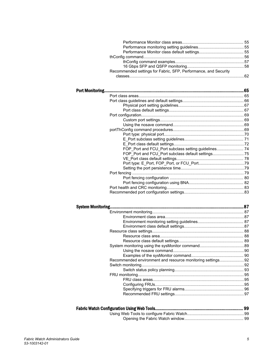 Brocade Fabric Watch Administrators Guide (Supporting Fabric OS v7.3.0) User Manual | Page 5 / 116
