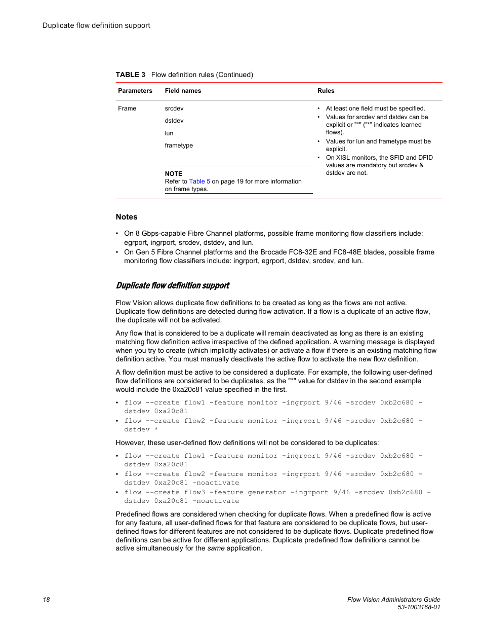 Duplicate flow definition support | Brocade Flow Vision Administrators Guide (Supporting Fabric OS v7.3.0) User Manual | Page 18 / 90