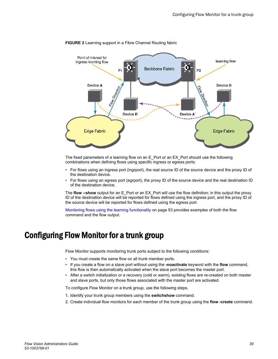 Configuring flow monitor for a trunk group | Brocade Flow Vision Administrators Guide (Supporting Fabric OS v7.3.0) User Manual | Page 39 / 90