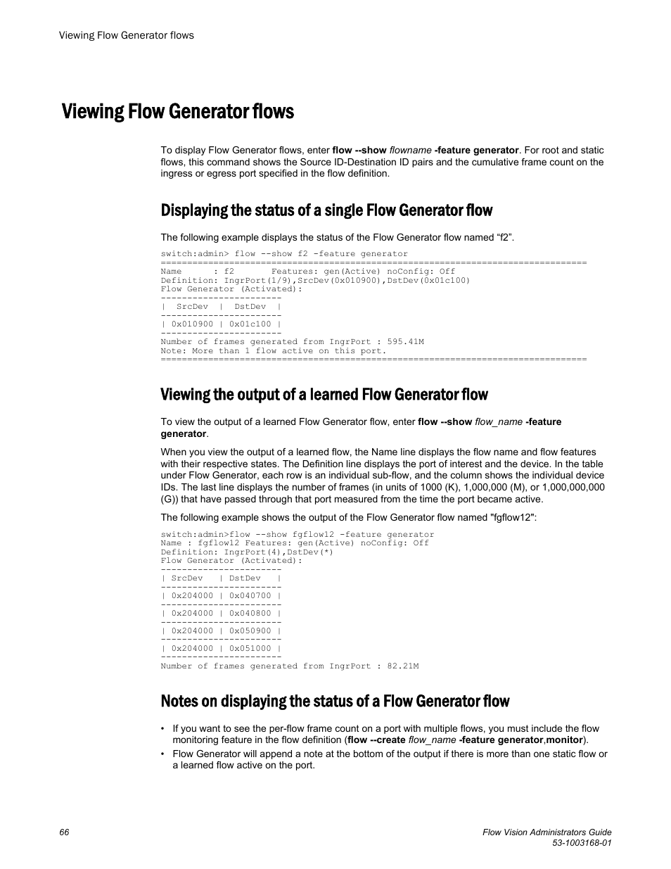 Viewing flow generator flows, This flow, refer to | Brocade Flow Vision Administrators Guide (Supporting Fabric OS v7.3.0) User Manual | Page 66 / 90