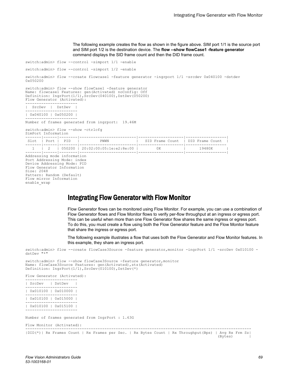 Integrating flow generator with flow monitor | Brocade Flow Vision Administrators Guide (Supporting Fabric OS v7.3.0) User Manual | Page 69 / 90