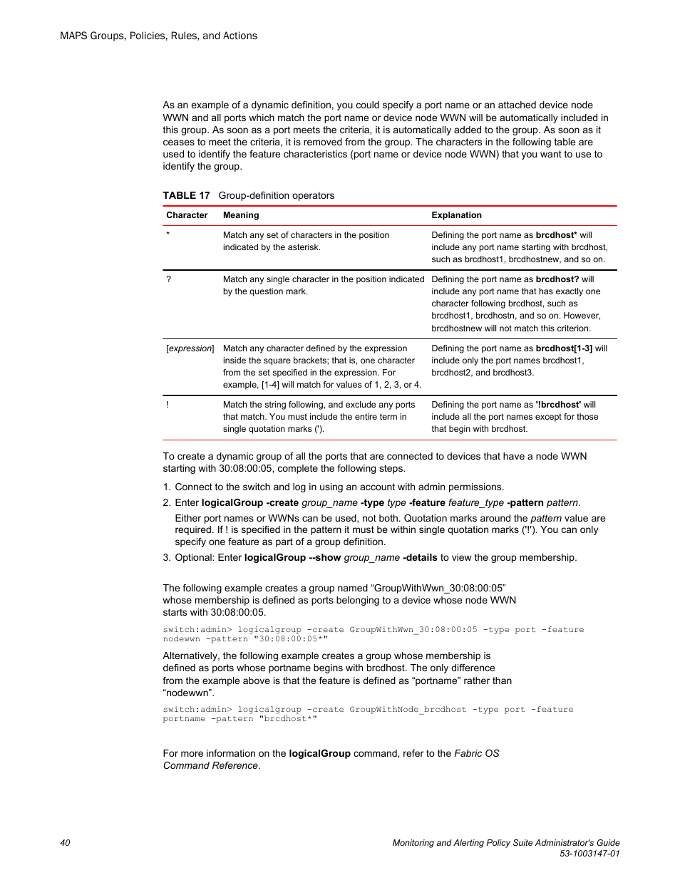 Brocade Monitoring and Alerting Policy Suite Administrators Guide (Supporting Fabric OS v7.3.0) User Manual | Page 40 / 114