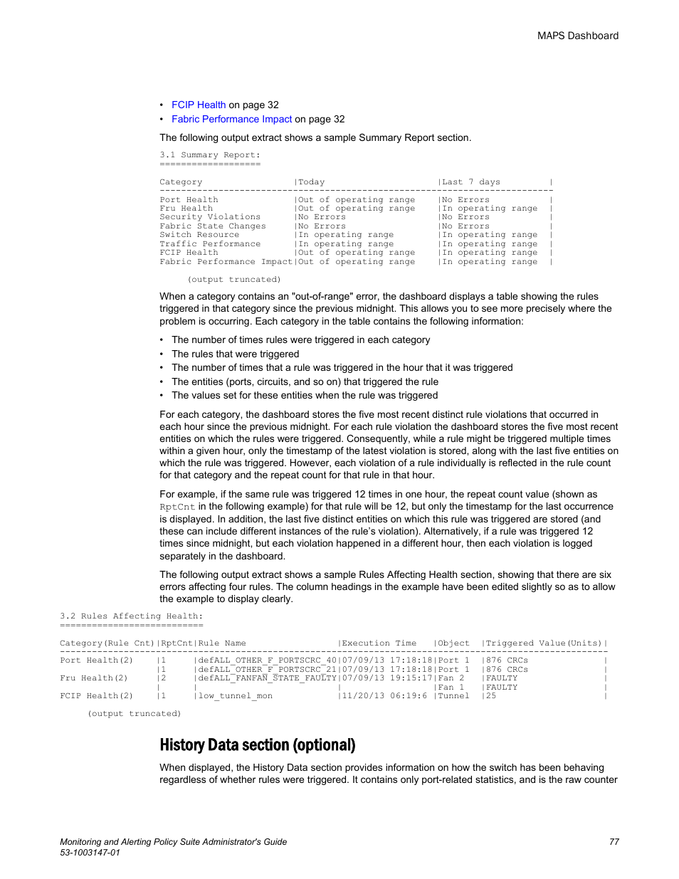 Brocade Monitoring and Alerting Policy Suite Administrators Guide (Supporting Fabric OS v7.3.0) User Manual | Page 77 / 114