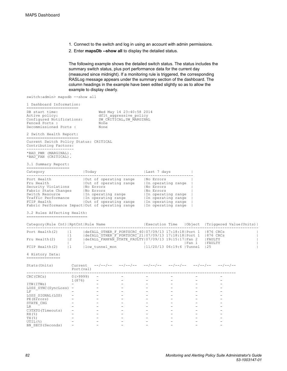 Brocade Monitoring and Alerting Policy Suite Administrators Guide (Supporting Fabric OS v7.3.0) User Manual | Page 82 / 114