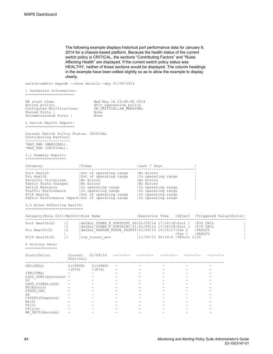 Brocade Monitoring and Alerting Policy Suite Administrators Guide (Supporting Fabric OS v7.3.0) User Manual | Page 84 / 114