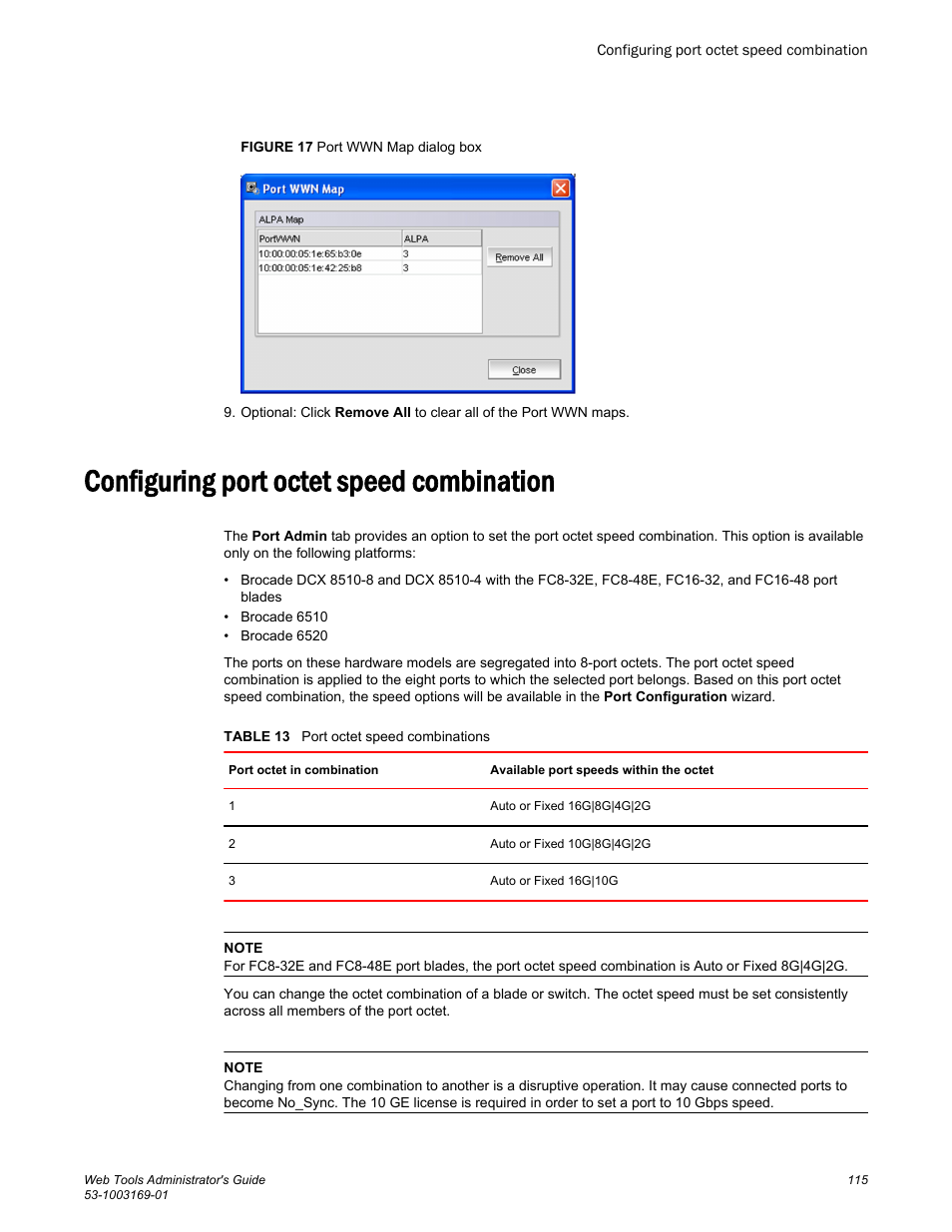 Configuring port octet speed combination | Brocade Web Tools Administrators Guide (Supporting Fabric OS v7.3.0) User Manual | Page 115 / 274