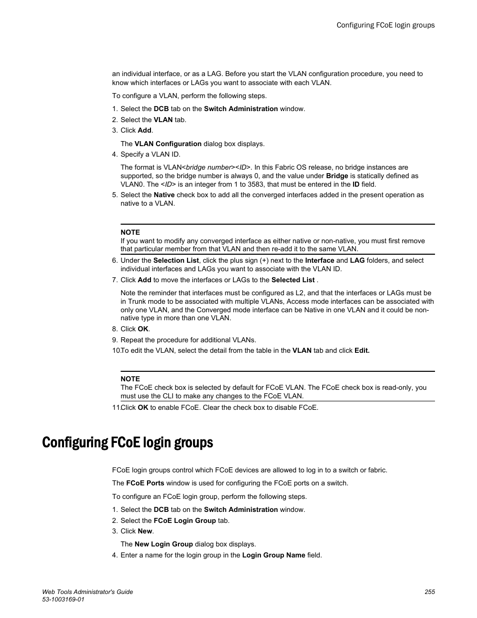 Configuring fcoe login groups | Brocade Web Tools Administrators Guide (Supporting Fabric OS v7.3.0) User Manual | Page 255 / 274