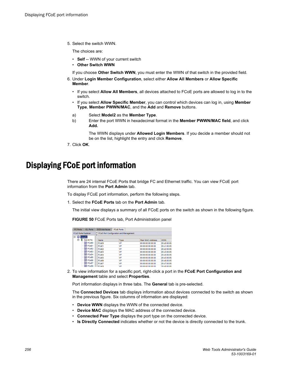 Displaying fcoe port information | Brocade Web Tools Administrators Guide (Supporting Fabric OS v7.3.0) User Manual | Page 256 / 274