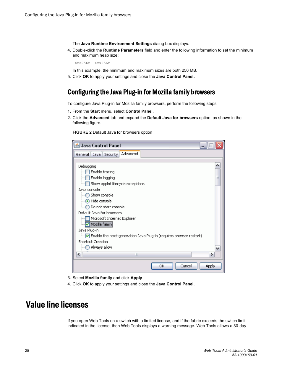 Value line licenses | Brocade Web Tools Administrators Guide (Supporting Fabric OS v7.3.0) User Manual | Page 28 / 274