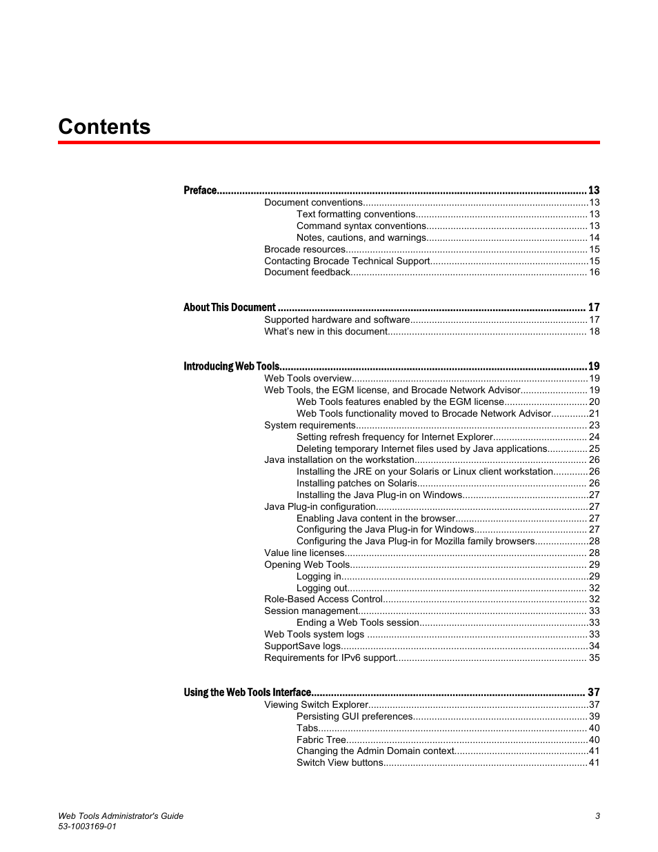 Brocade Web Tools Administrators Guide (Supporting Fabric OS v7.3.0) User Manual | Page 3 / 274