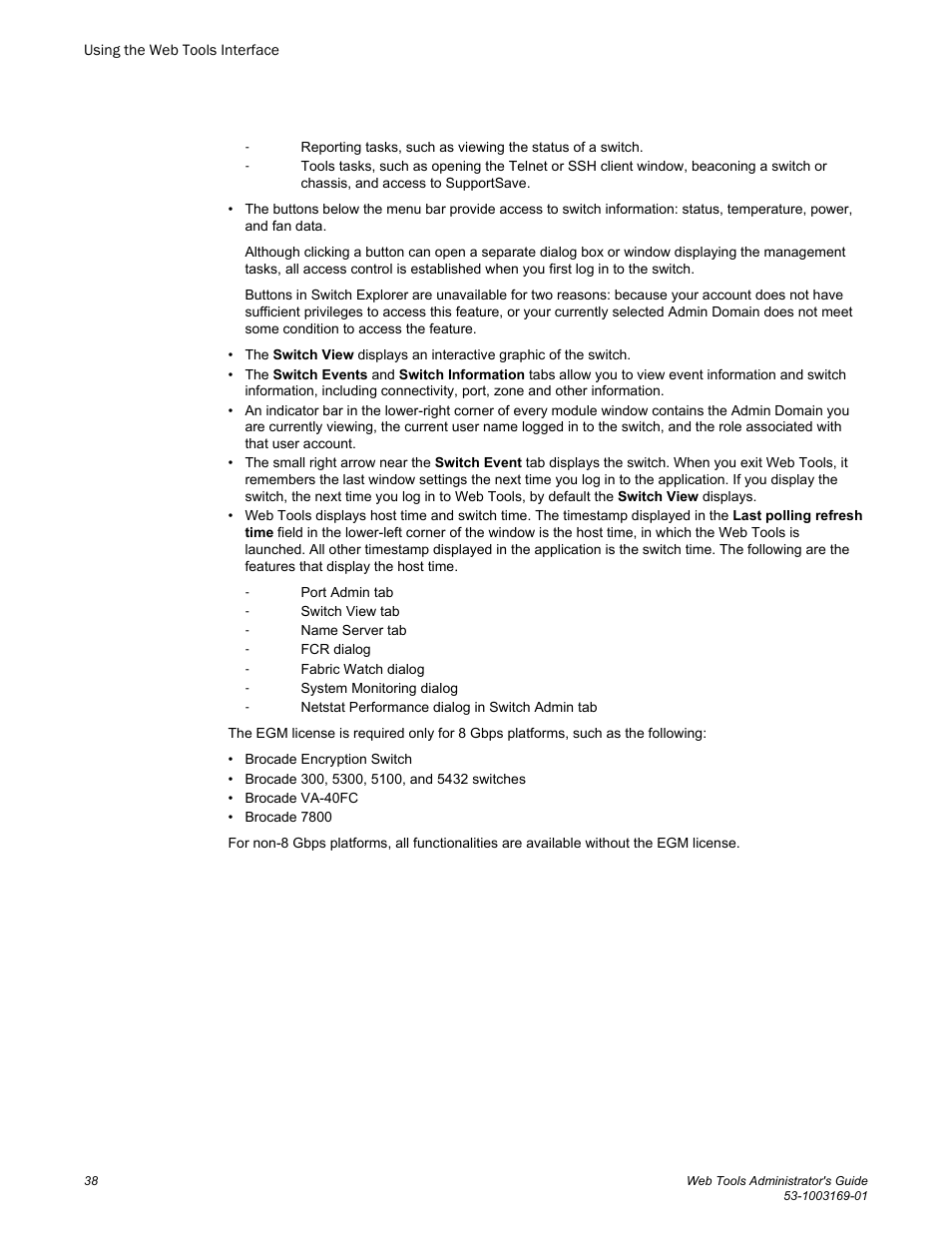 Brocade Web Tools Administrators Guide (Supporting Fabric OS v7.3.0) User Manual | Page 38 / 274