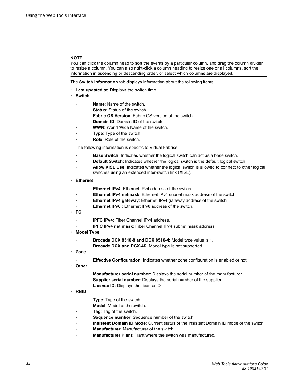 Brocade Web Tools Administrators Guide (Supporting Fabric OS v7.3.0) User Manual | Page 44 / 274