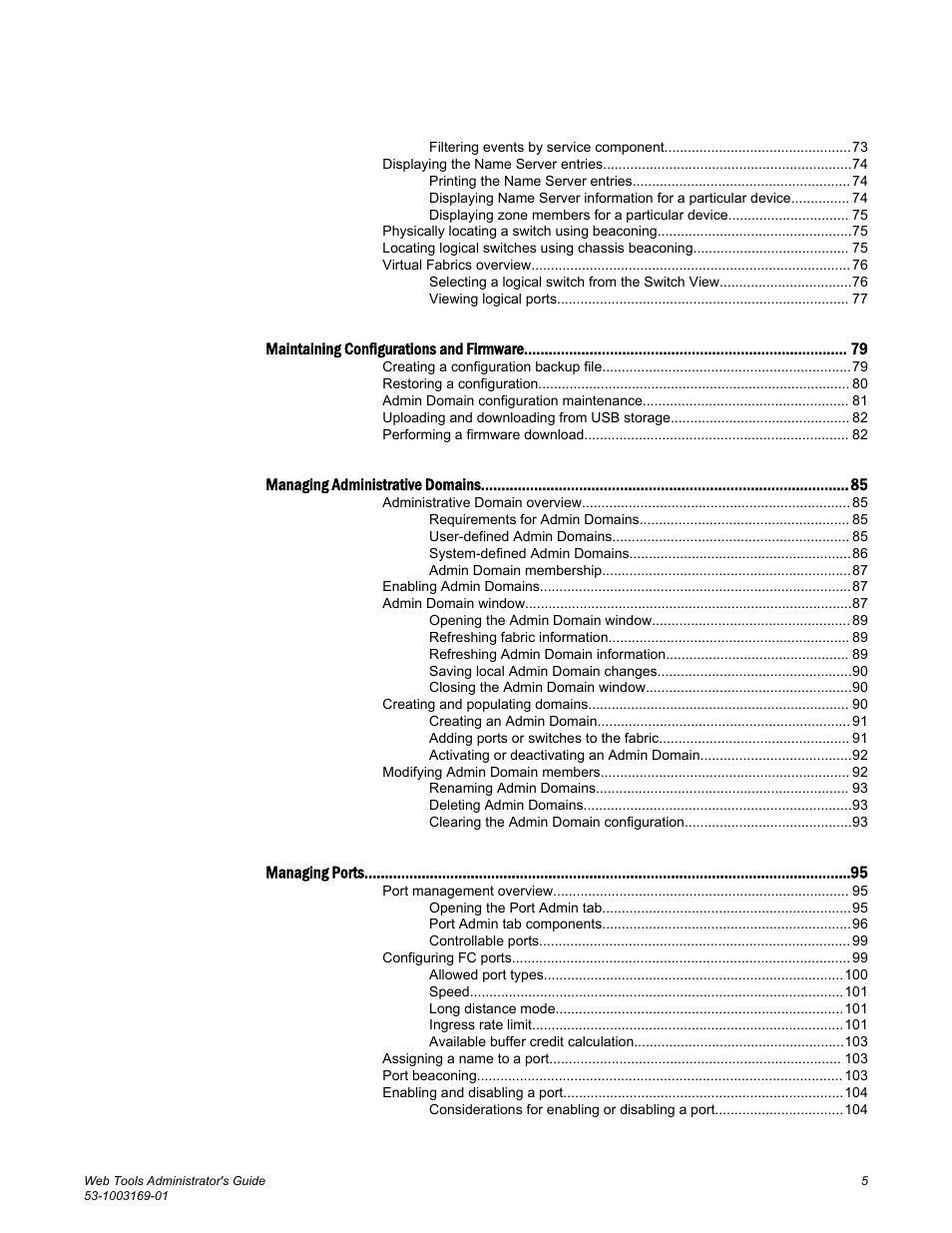 Brocade Web Tools Administrators Guide (Supporting Fabric OS v7.3.0) User Manual | Page 5 / 274