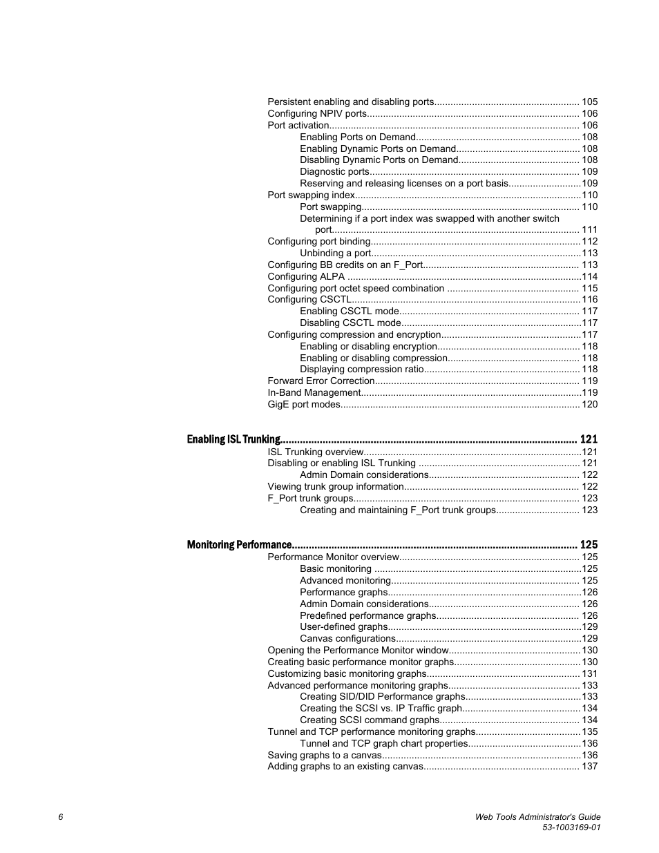 Brocade Web Tools Administrators Guide (Supporting Fabric OS v7.3.0) User Manual | Page 6 / 274