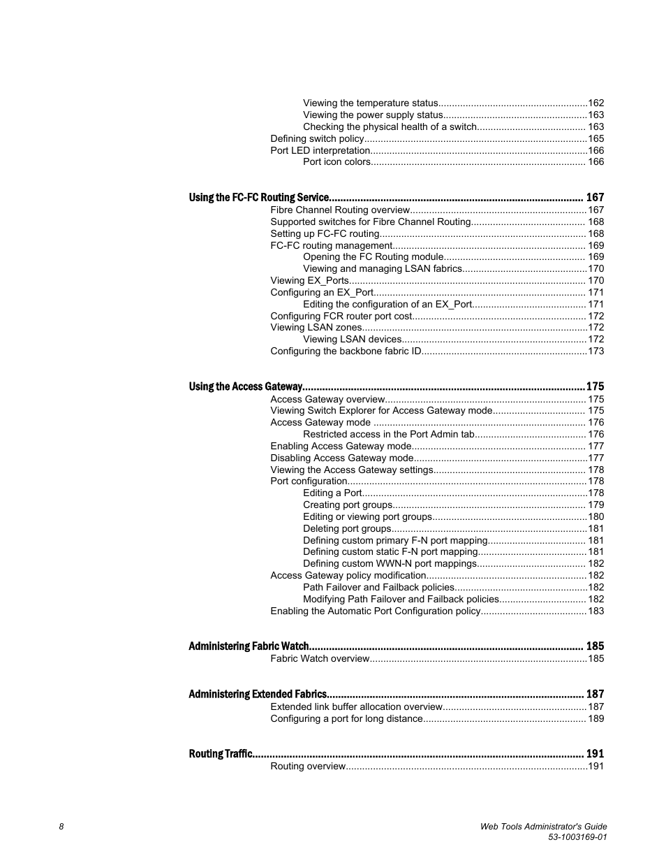 Brocade Web Tools Administrators Guide (Supporting Fabric OS v7.3.0) User Manual | Page 8 / 274