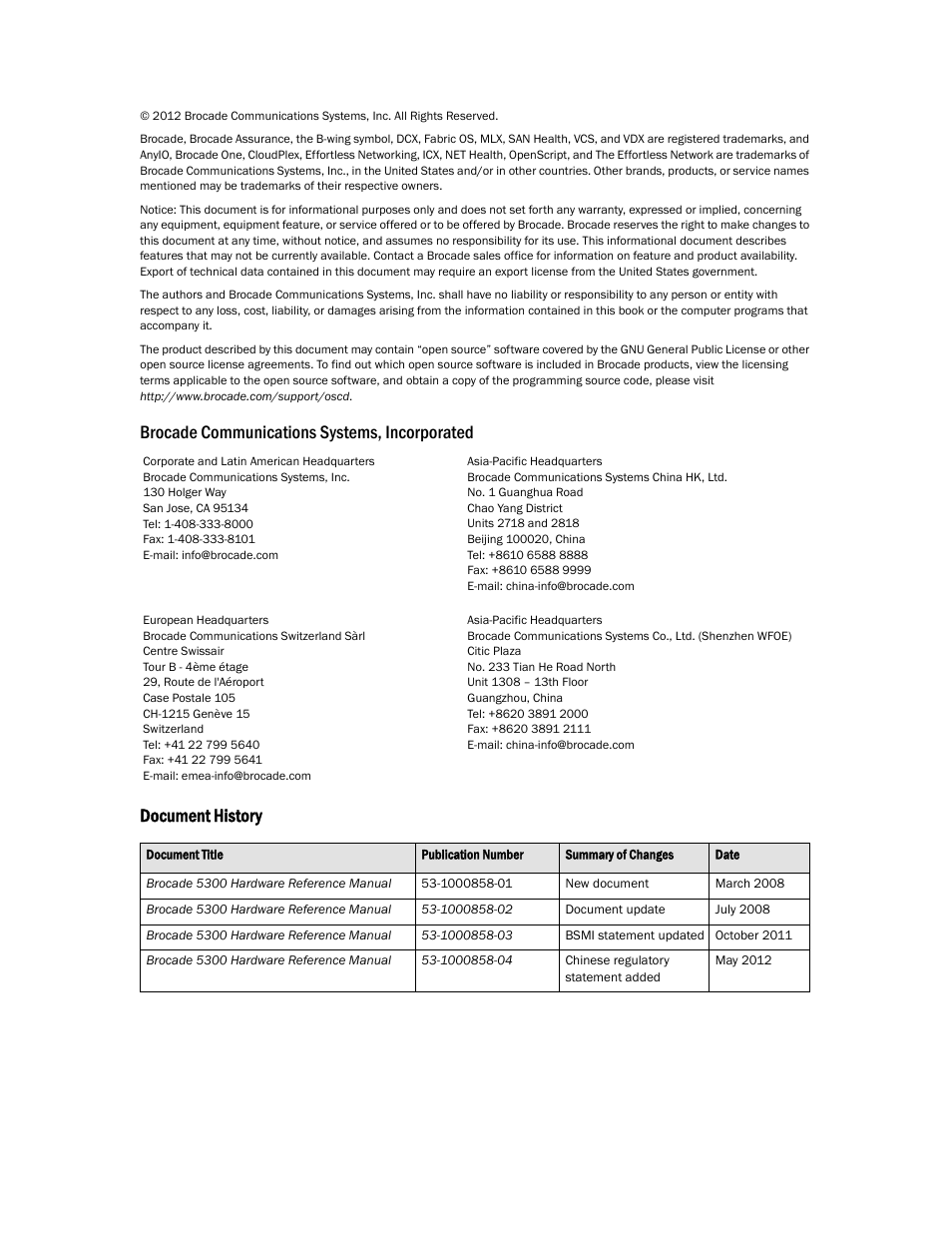Brocade 5300 Hardware Reference Manual User Manual | Page 2 / 54