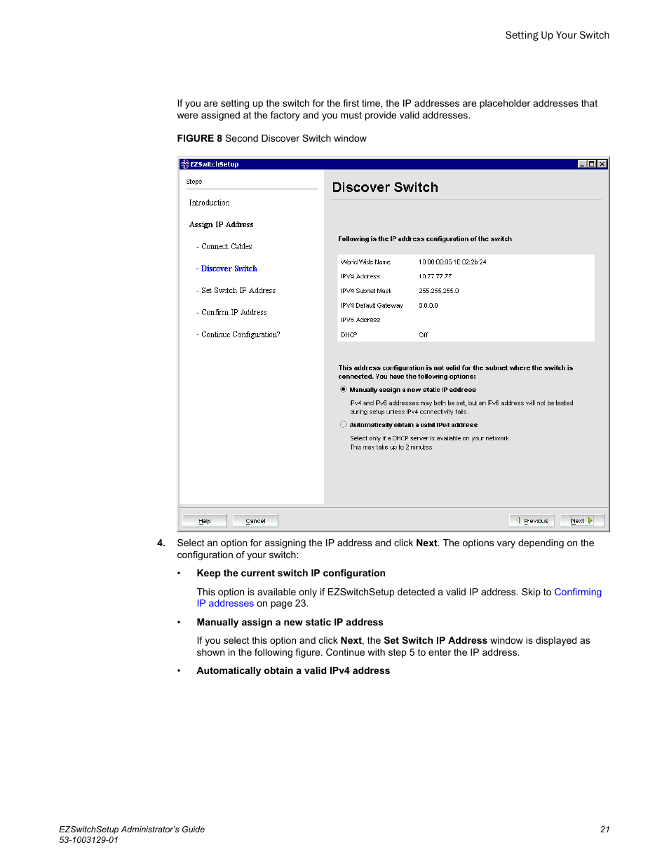 Brocade EZSwitchSetup Administrator’s Guide (Supporting 300, 5100, 5300, 6505, 6510, 6520, 7800, 7840, and VA-40FC) User Manual | Page 23 / 64