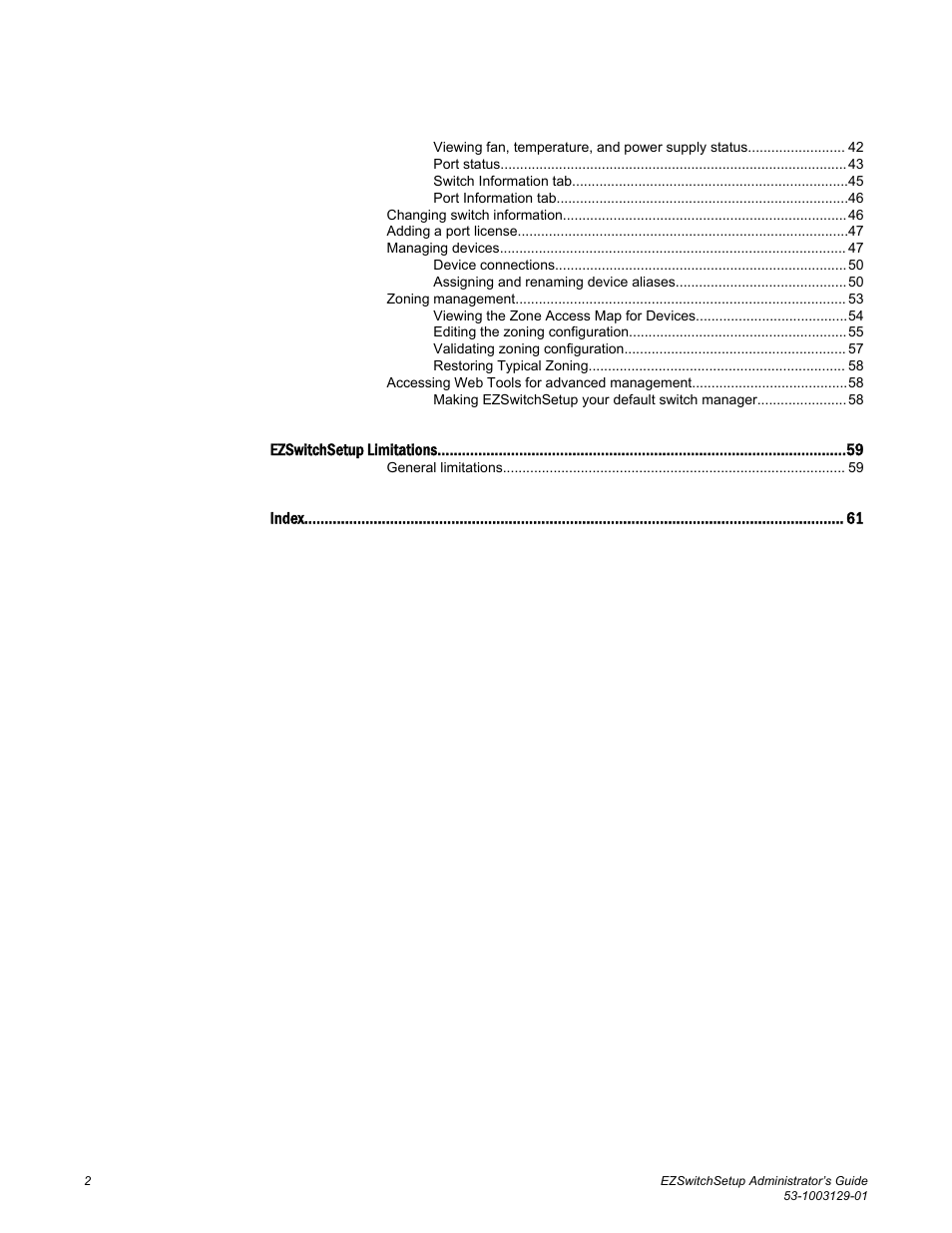 Brocade EZSwitchSetup Administrator’s Guide (Supporting 300, 5100, 5300, 6505, 6510, 6520, 7800, 7840, and VA-40FC) User Manual | Page 4 / 64