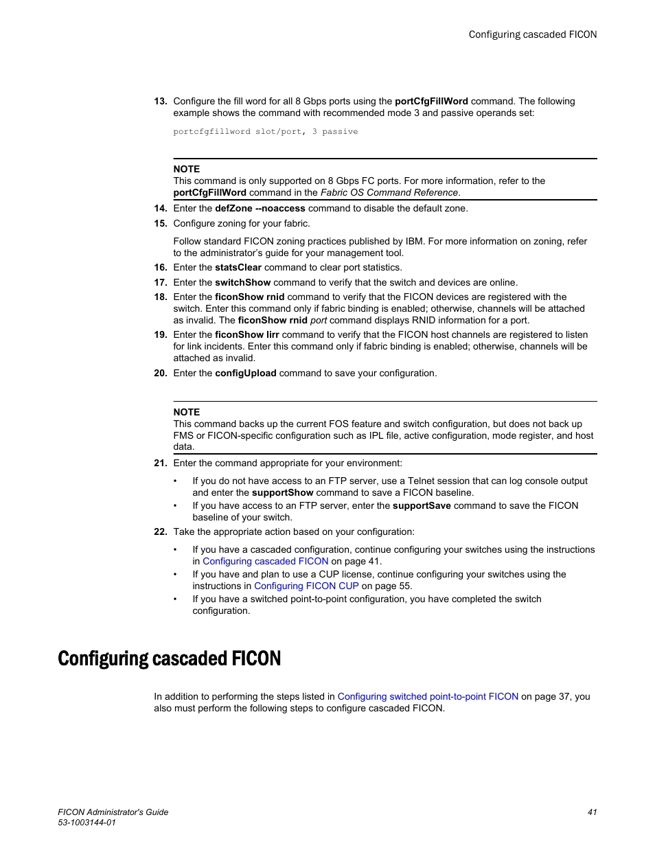 Configuring cascaded ficon | Brocade FICON Administrator’s Guide (Supporting Fabric OS v7.3.0) User Manual | Page 43 / 126