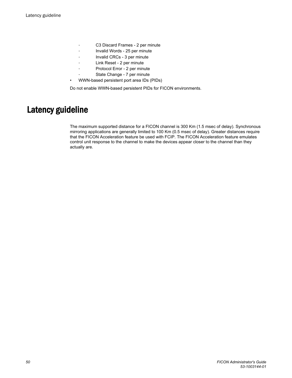 Latency guideline | Brocade FICON Administrator’s Guide (Supporting Fabric OS v7.3.0) User Manual | Page 52 / 126