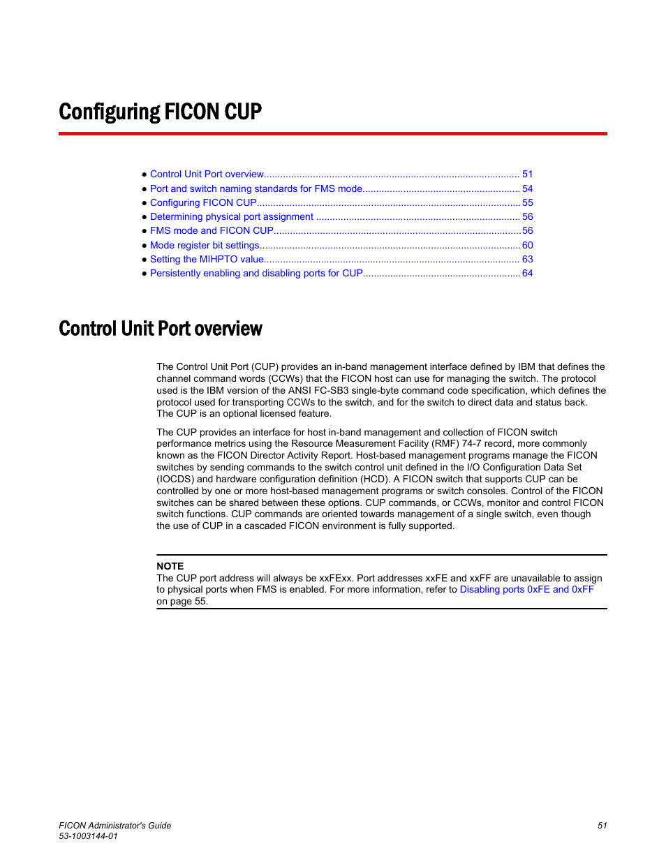 Configuring ficon cup, Control unit port overview | Brocade FICON Administrator’s Guide (Supporting Fabric OS v7.3.0) User Manual | Page 53 / 126