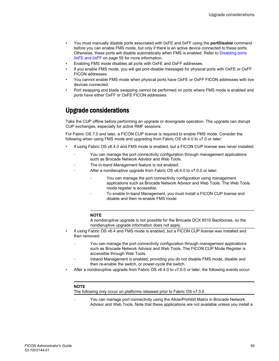 Upgrade considerations, Added note in | Brocade FICON Administrator’s Guide (Supporting Fabric OS v7.3.0) User Manual | Page 61 / 126