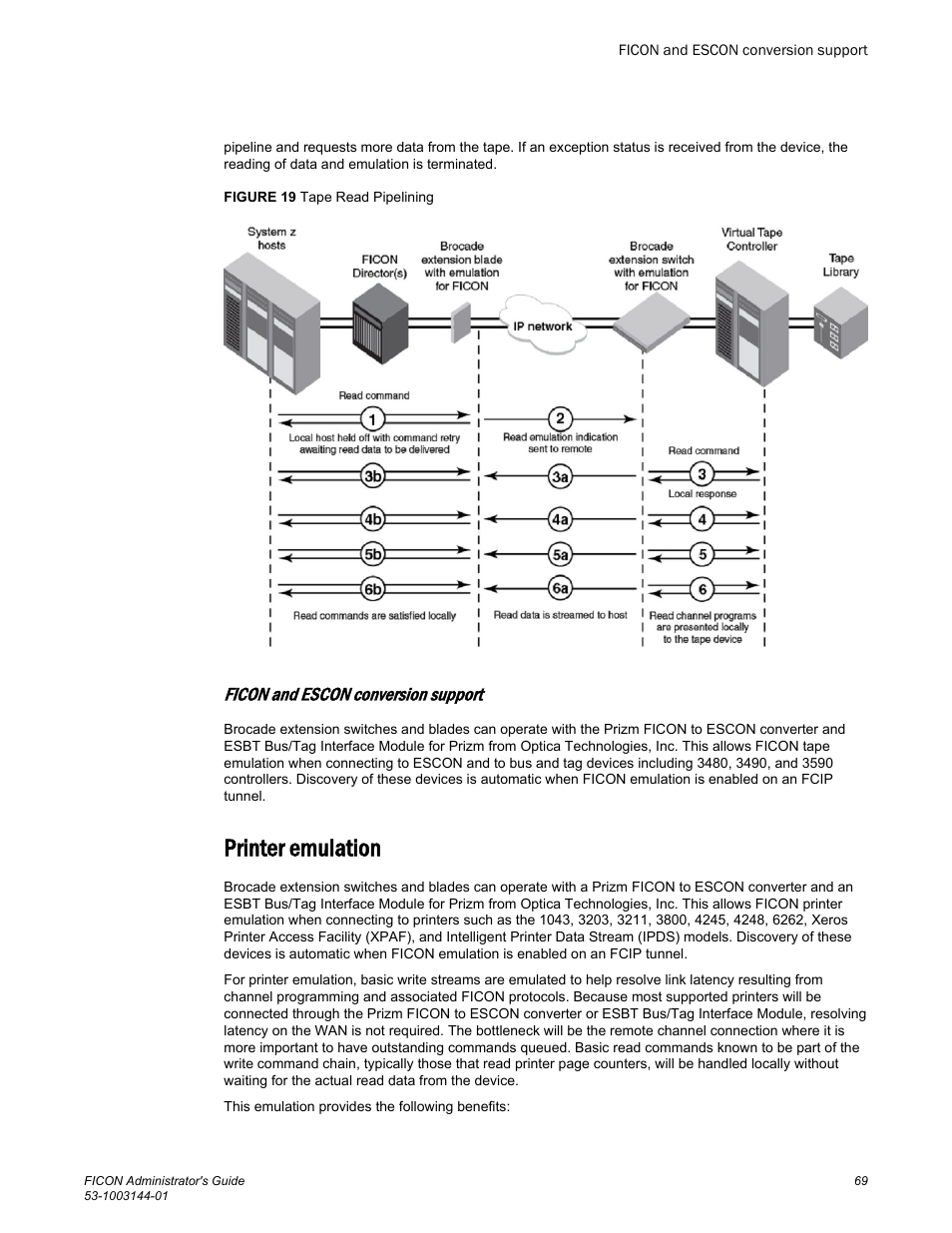 Ficon and escon conversion support, Printer emulation | Brocade FICON Administrator’s Guide (Supporting Fabric OS v7.3.0) User Manual | Page 71 / 126