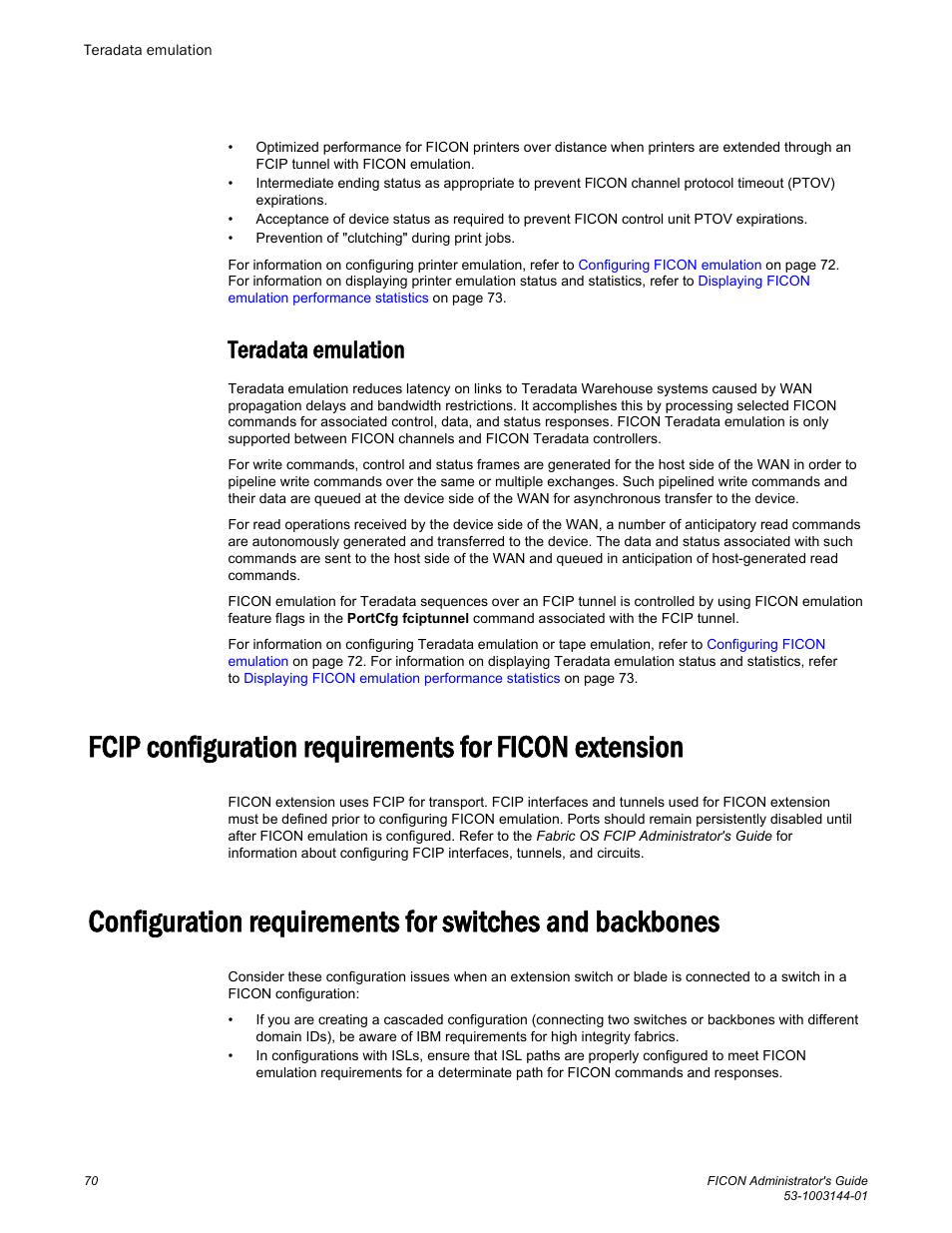 Teradata emulation | Brocade FICON Administrator’s Guide (Supporting Fabric OS v7.3.0) User Manual | Page 72 / 126