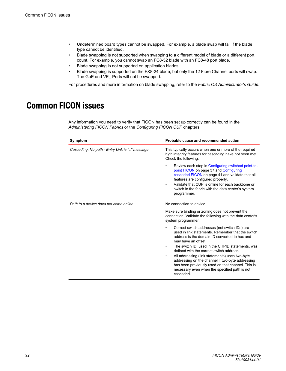 Common ficon issues | Brocade FICON Administrator’s Guide (Supporting Fabric OS v7.3.0) User Manual | Page 94 / 126