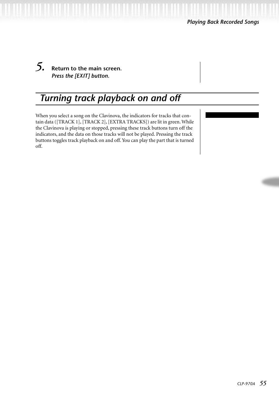 Turning track playback on and off | Yamaha CLP-970AM User Manual | Page 55 / 104