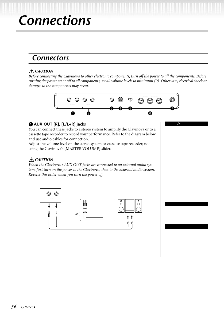 Connections, Connectors, 3 o © l =7 | Yamaha CLP-970AM User Manual | Page 56 / 104