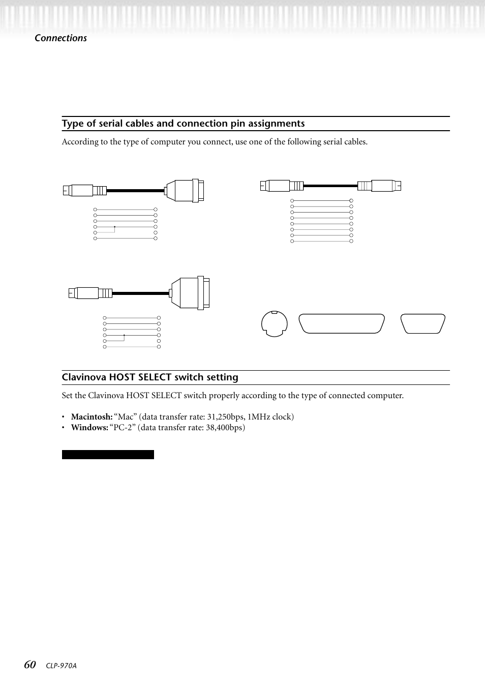 Clavinova host select switch setting | Yamaha CLP-970AM User Manual | Page 60 / 104