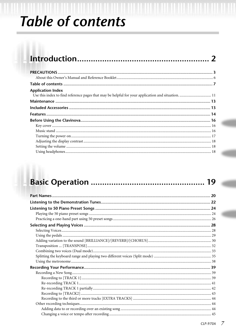 Yamaha CLP-970AM User Manual | Page 7 / 104