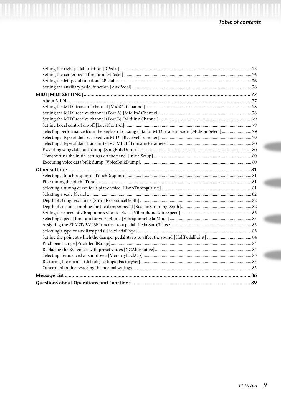 Yamaha CLP-970AM User Manual | Page 9 / 104