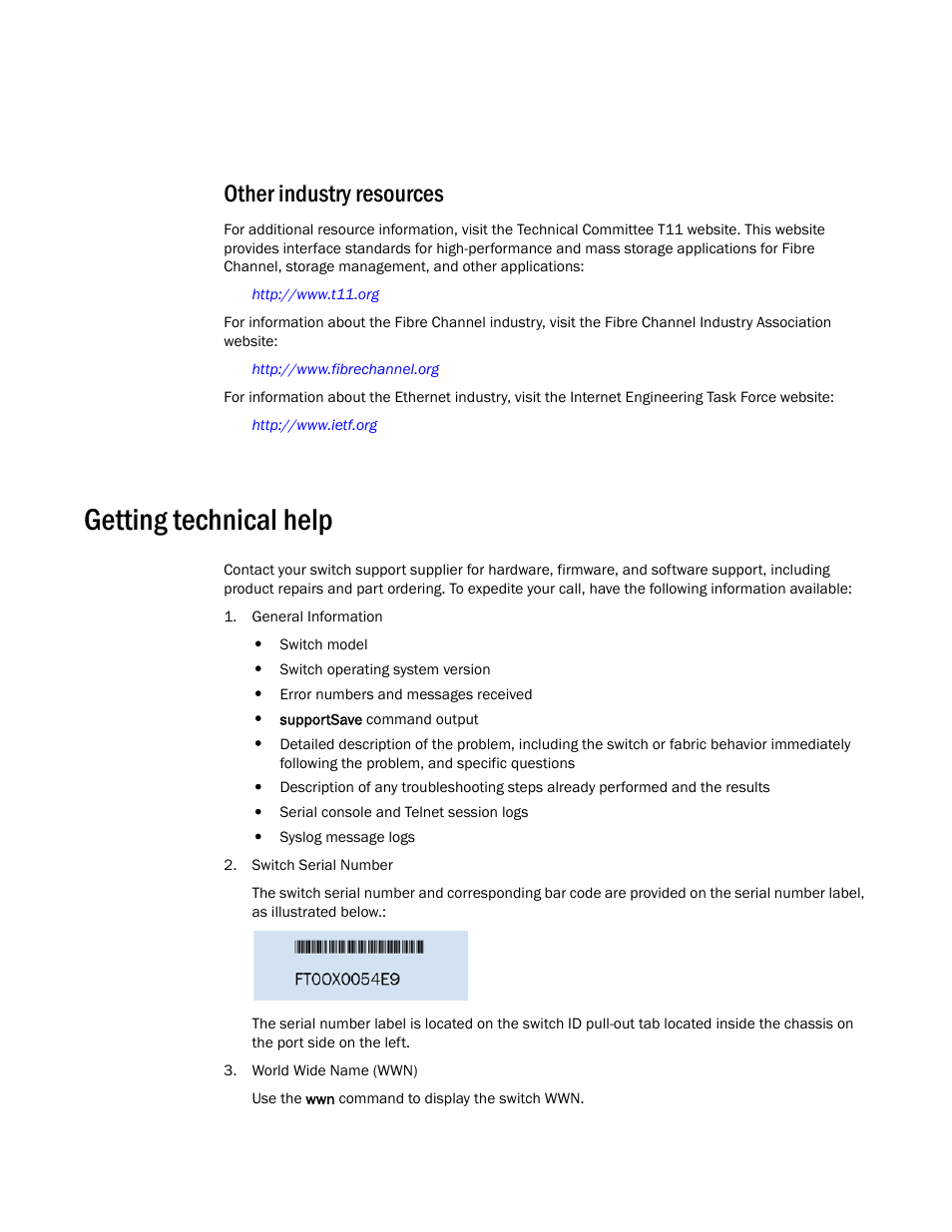 Getting technical help, Other industry resources | Brocade 6520 Hardware Reference Manual User Manual | Page 11 / 70