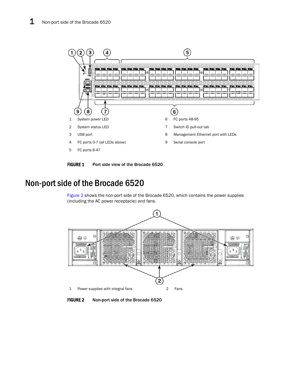 Non-port side of the brocade 6520 | Brocade 6520 Hardware Reference Manual User Manual | Page 16 / 70