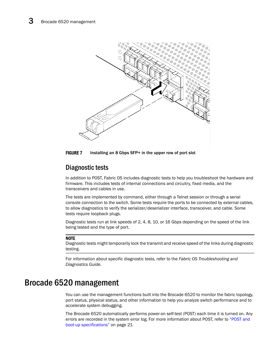 Diagnostic tests, Brocade 6520 management, Figure 7 | Brocade 6520 Hardware Reference Manual User Manual | Page 36 / 70