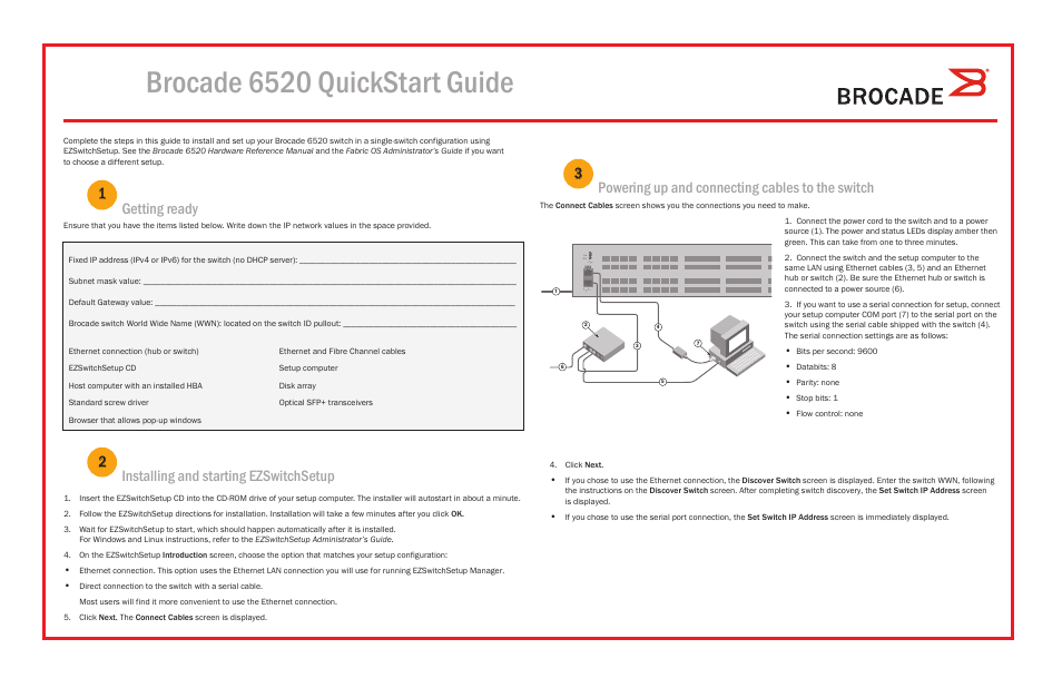 Brocade 6520 QuickStart Guide User Manual | 2 pages