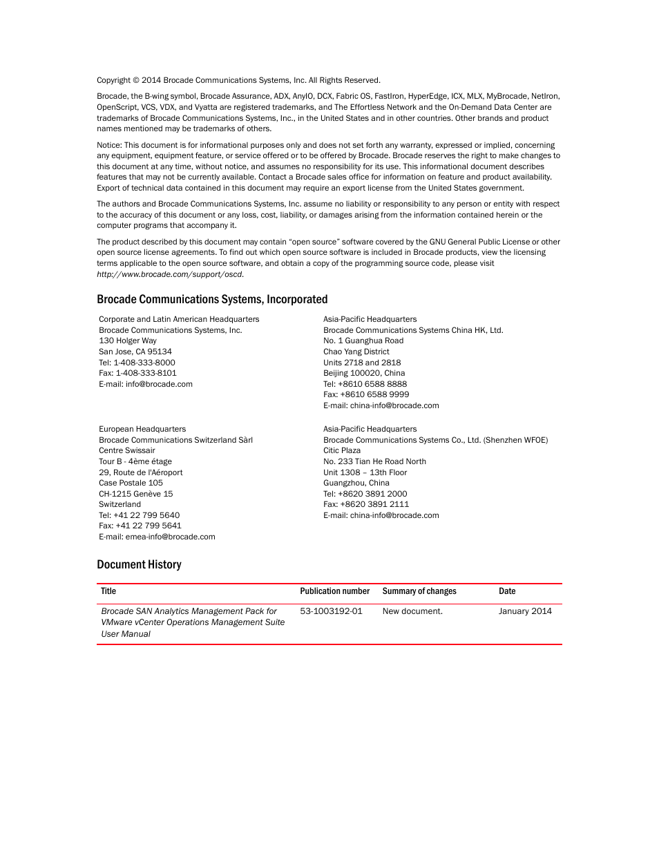 Brocade SAN Analytics Management Pack for VMware vCenter Operations Management Suite User’s Guide V1.0 User Manual | Page 2 / 30