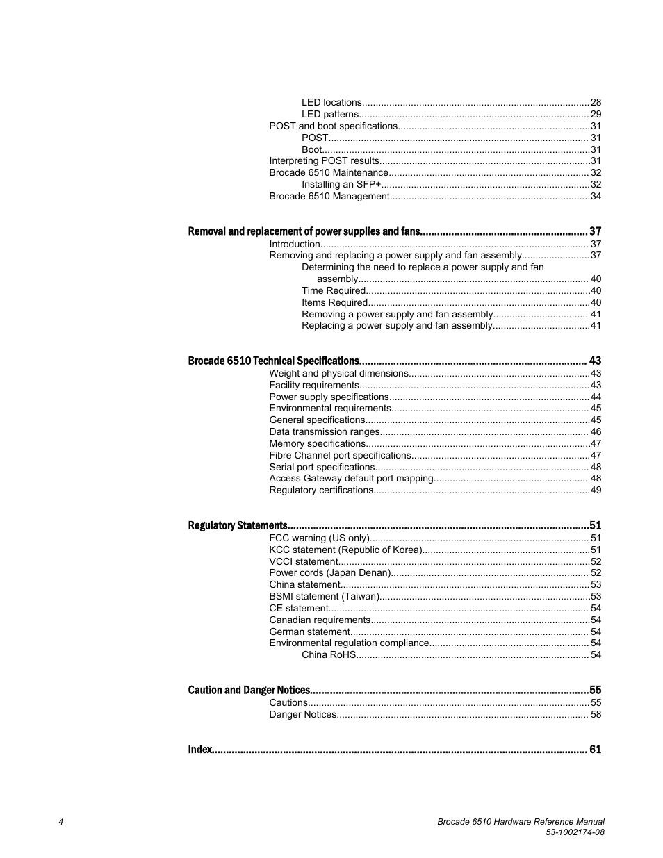 Brocade 6510 Hardware Reference Manual User Manual | Page 4 / 62