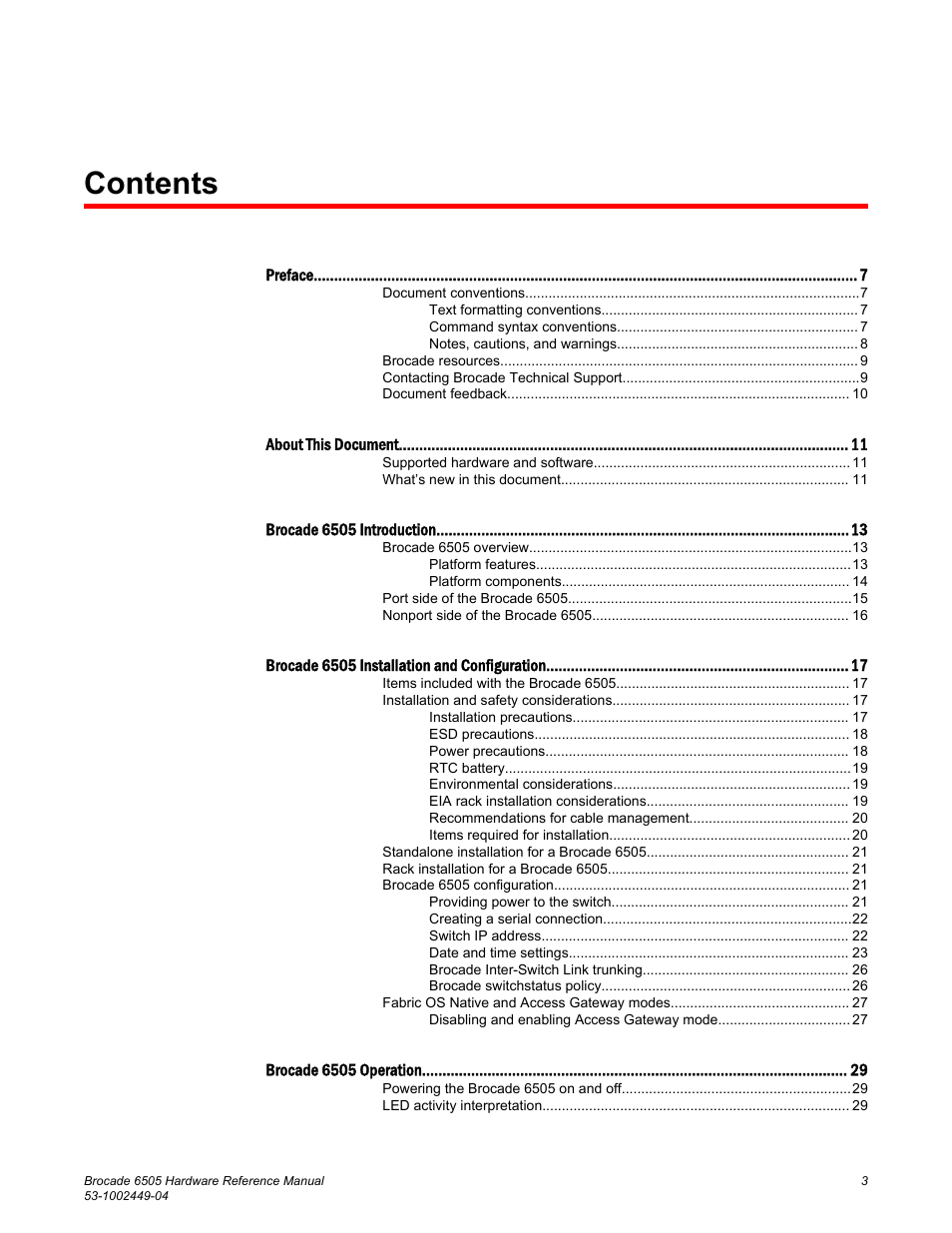 Brocade 6505 Hardware Reference Manual User Manual | Page 3 / 66