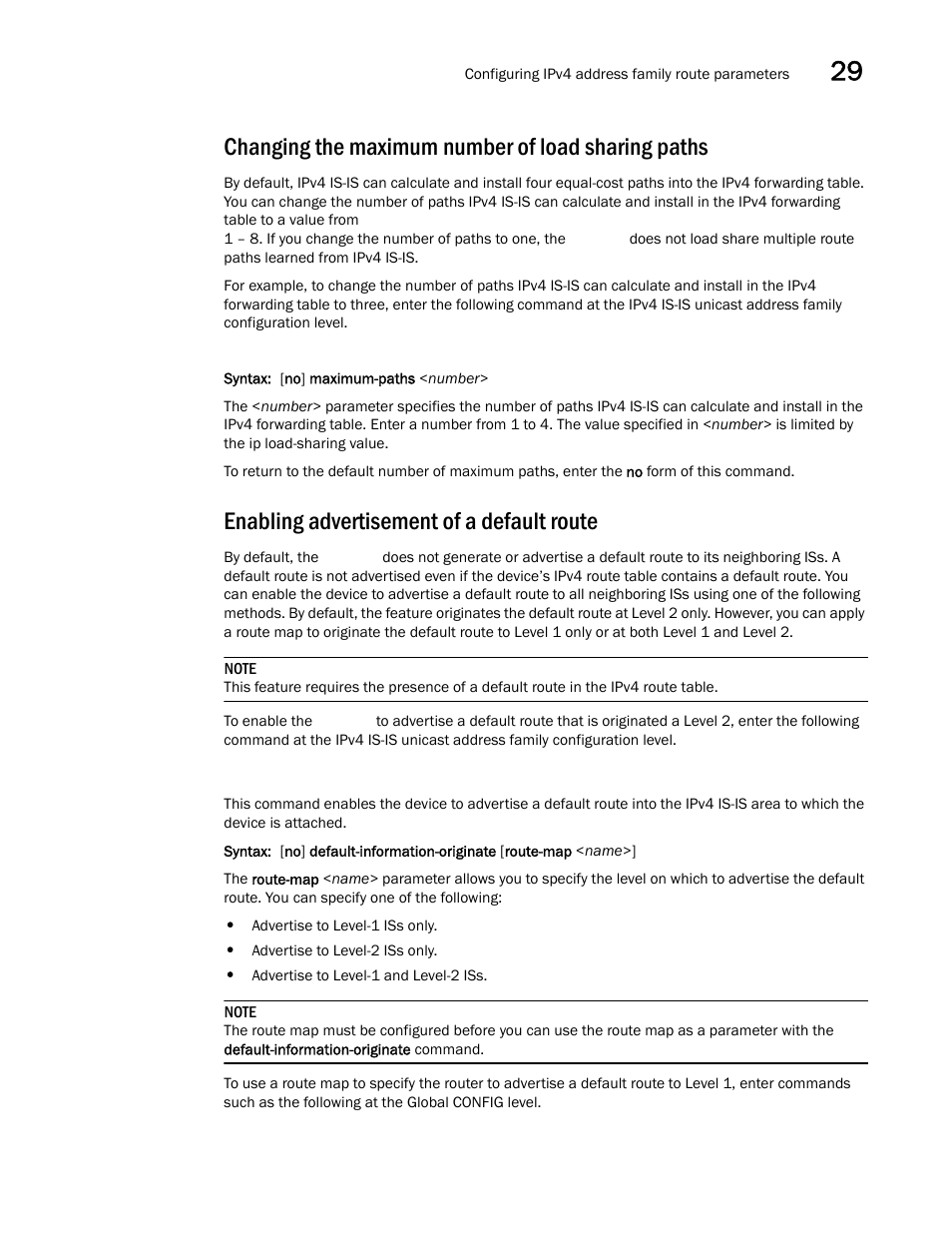 Changing the maximum number of load sharing paths, Enabling advertisement of a default route | Brocade BigIron RX Series Configuration Guide User Manual | Page 1037 / 1550