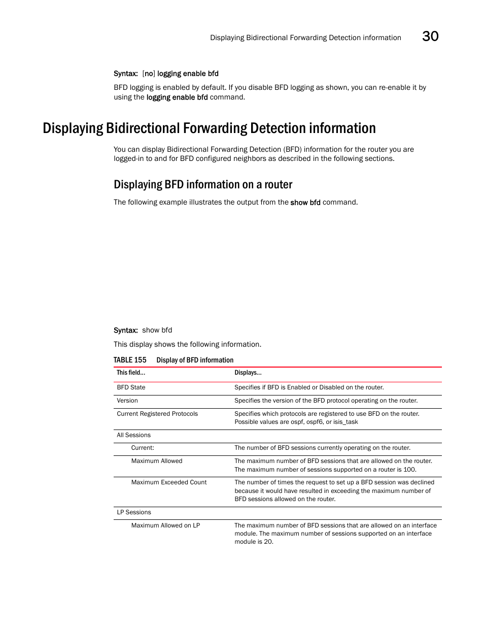 Displaying bfd information on a router | Brocade BigIron RX Series Configuration Guide User Manual | Page 1063 / 1550