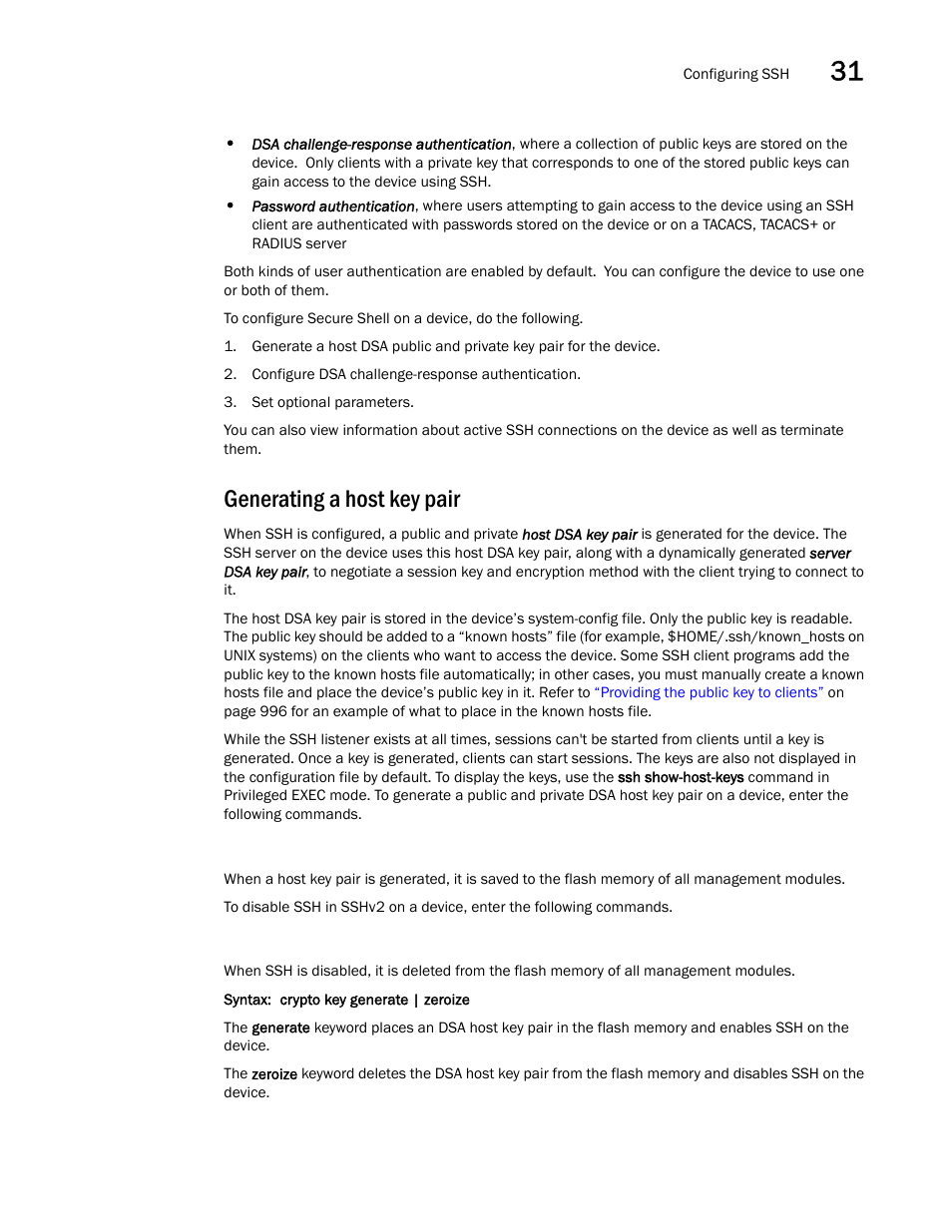 Generating a host key pair | Brocade BigIron RX Series Configuration Guide User Manual | Page 1073 / 1550