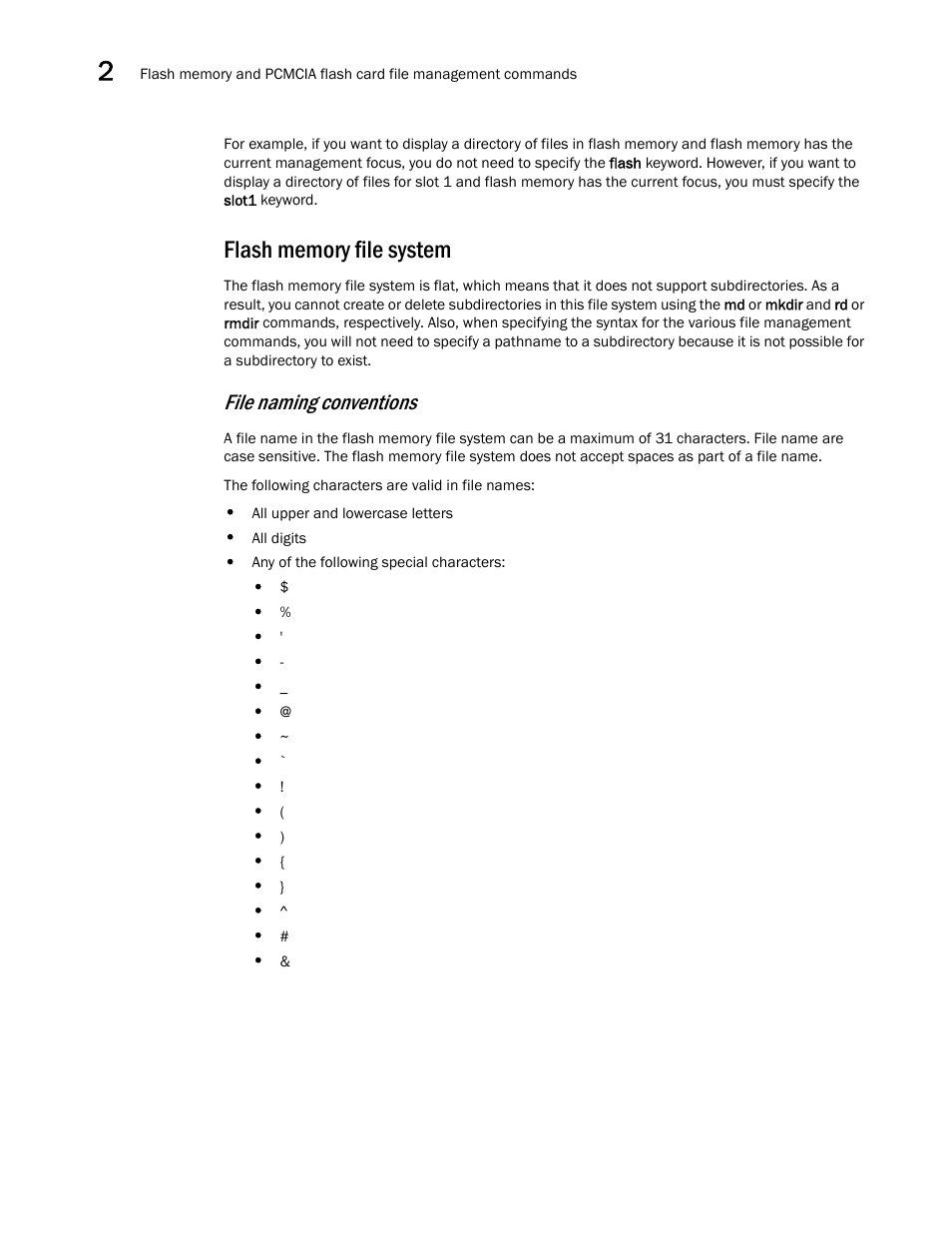 Flash memory file system, File naming conventions | Brocade BigIron RX Series Configuration Guide User Manual | Page 108 / 1550