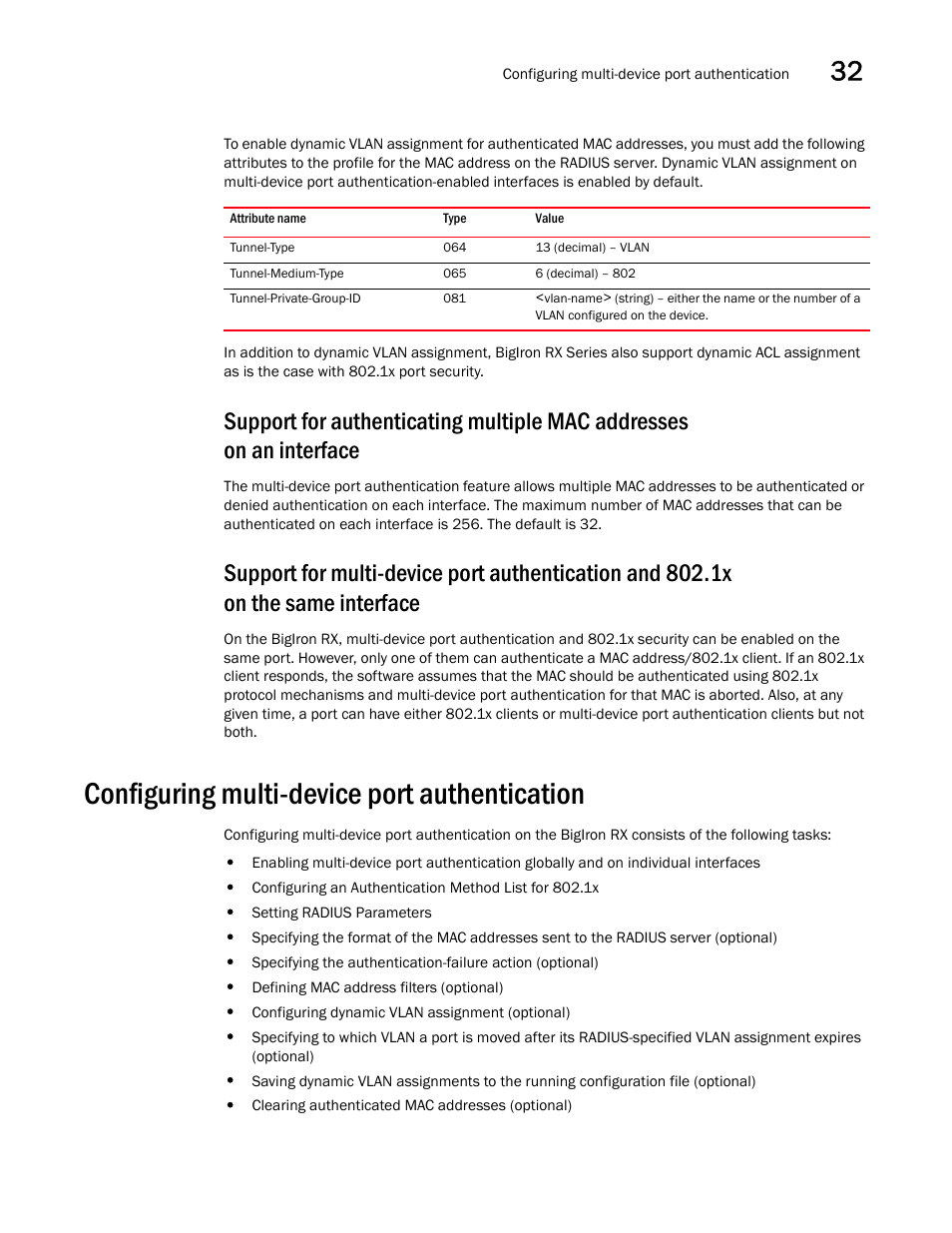 Configuring multi-device port authentication, Configuring multi-device port authentication 7 | Brocade BigIron RX Series Configuration Guide User Manual | Page 1085 / 1550