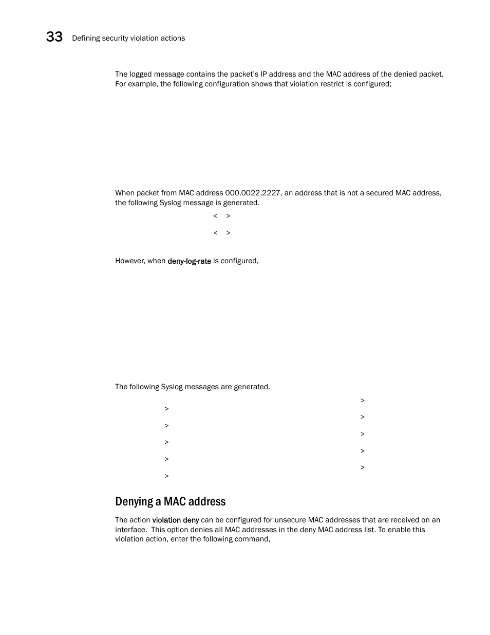 Denying a mac address | Brocade BigIron RX Series Configuration Guide User Manual | Page 1114 / 1550