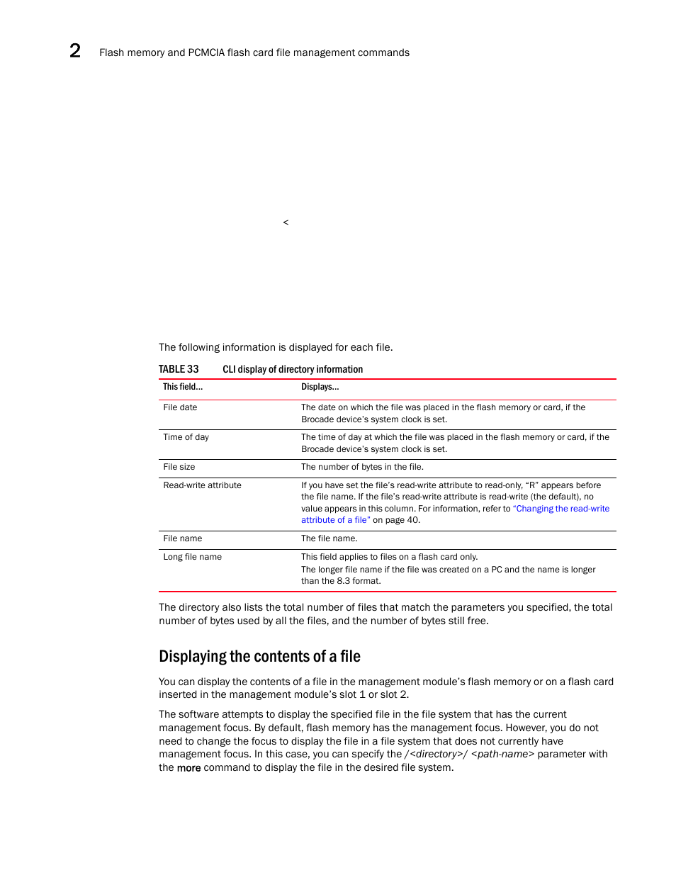 Displaying the contents of a file | Brocade BigIron RX Series Configuration Guide User Manual | Page 114 / 1550