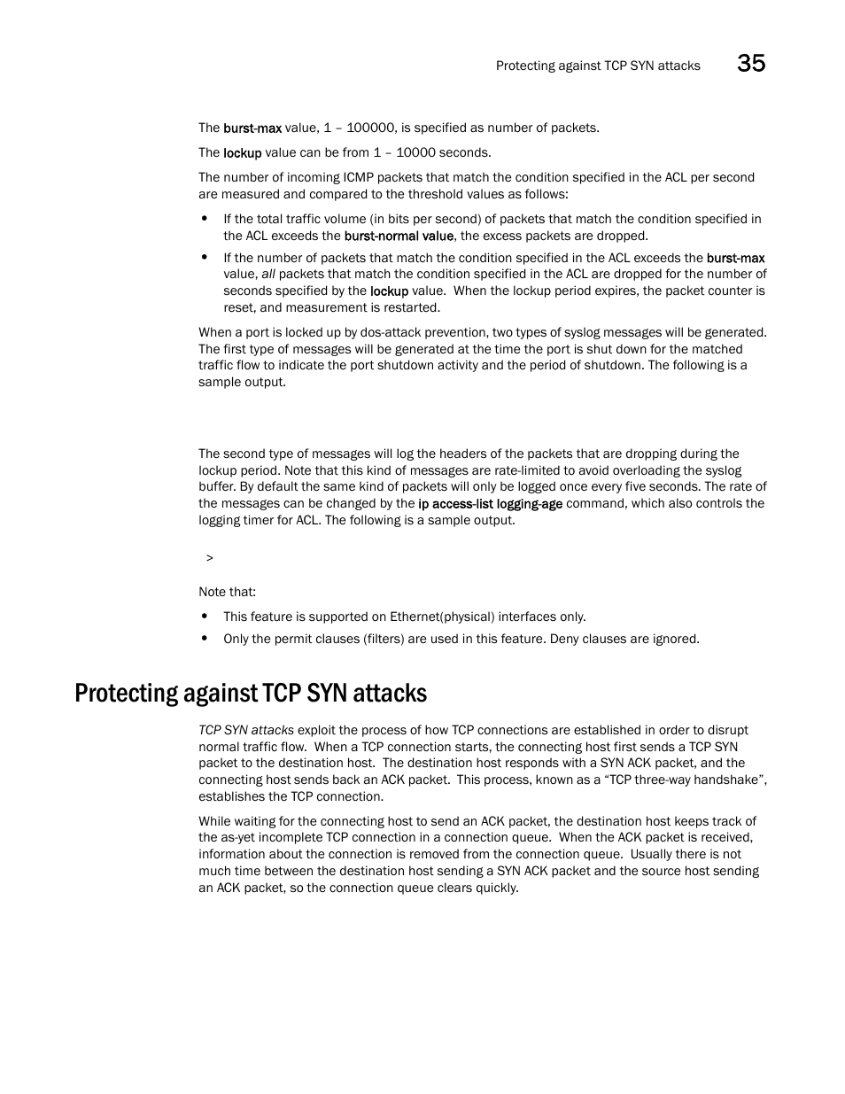 Protecting against tcp syn attacks, Protecting against tcp syn attacks 9 | Brocade BigIron RX Series Configuration Guide User Manual | Page 1157 / 1550