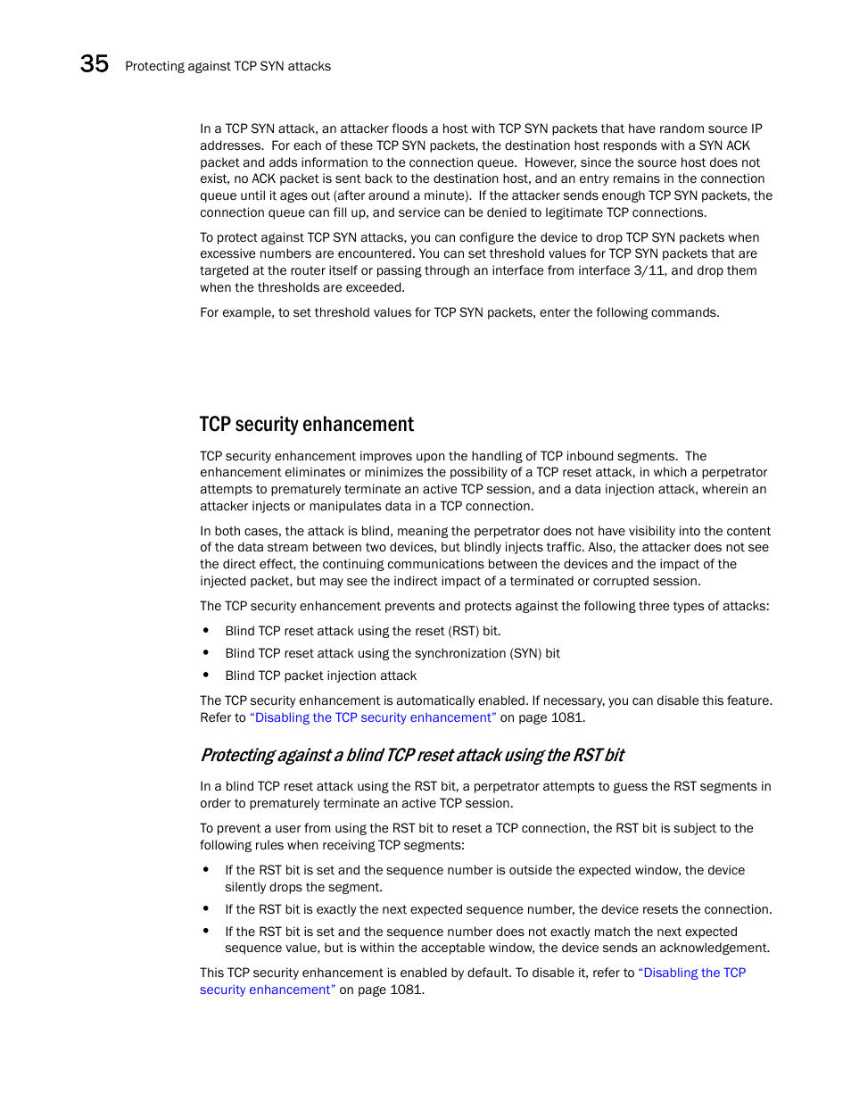 Tcp security enhancement | Brocade BigIron RX Series Configuration Guide User Manual | Page 1158 / 1550